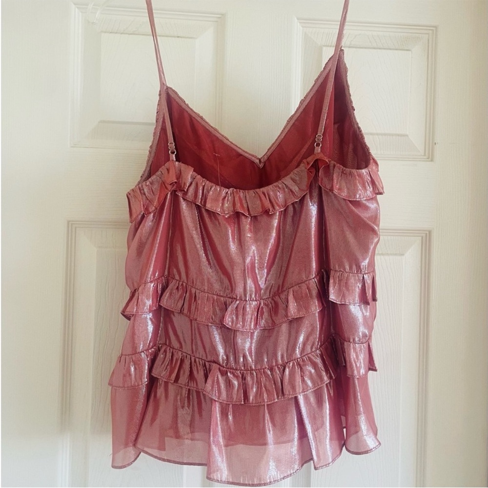 Rebecca Taylor Metallic Pink Ruffled Tunic - Picture 9 of 10